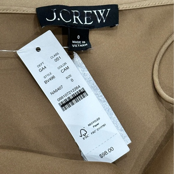NEW J. CREW Gwyneth Slip Dress in Luster Charmeuse Camel Size 0 - Picture 7 of 11